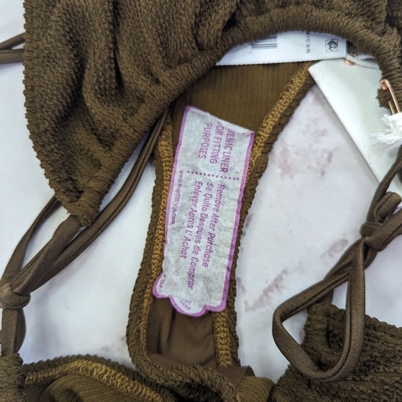 Good American Swim Bottom Women 7 8 4X 5X Mocha Brown Crinkle Tiny Ties Bikini - Picture 10 of 12